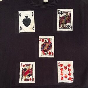PA INTERNATIONAL VTG POKER CARD SWEATER